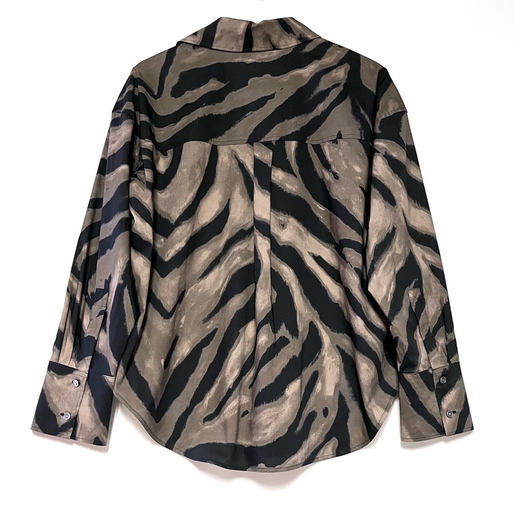 Hinson Wu Women’s Larissa Long Sleeve Abstract Zebra Shirt Size Medium Oversized - Picture 4 of 12